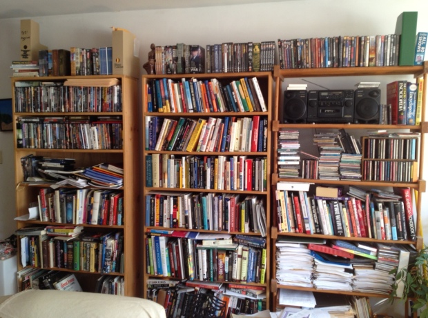 Bookshelves everywhere: A snapshot of my humble abode, Jamaica Plain, Boston.