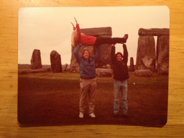 College chums helping to fuel the eventual roping off of Stonehenge from tourists (Photo: DY, 1981)