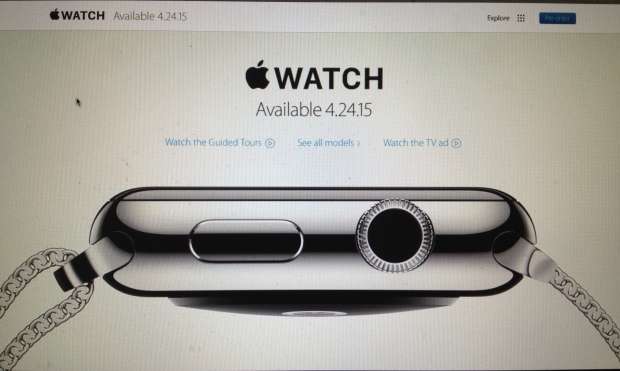 Screen shot of the Apple Watch webpage