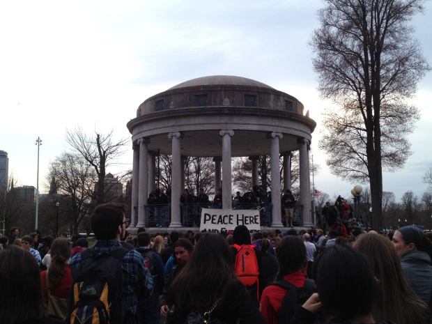 Peace vigil, Boston Common, the day after the Marathon bombings (April 2013; photo: DY)
